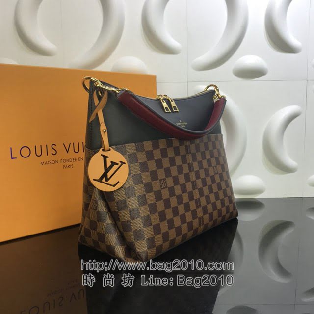 Louis Vuitton新款女包 N40369 路易威登卡其绿粒面小牛皮拼棕色方格子手提包 MAIDA手袋 LV棋盘格肩背手提包  ydh4194